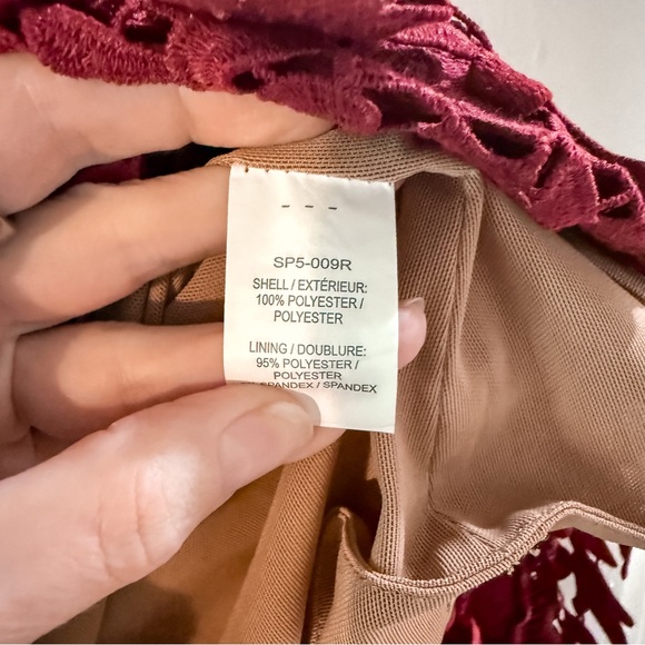 Self-Portrait Azaelea Lace Midi Dress Burgundy Size US 8 - Picture 5 of 10